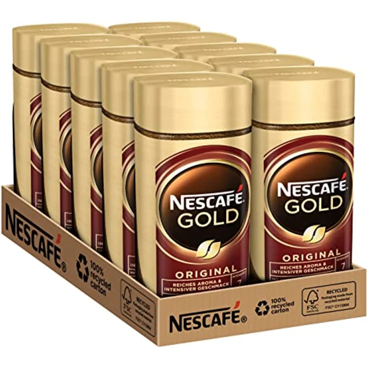 Nescafé Gold Original, löslicher Kaffee, 10er Pack (10 x 100 g) – Bild 2