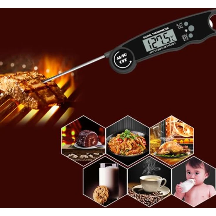 PRECORN Digital Fleischthermometer, wasserdichtes Grill- und Bratenthermometer mit Sofortablesung, Edelstahl, präzise Messungen von -50 °C bis 300 °C – Bild 2