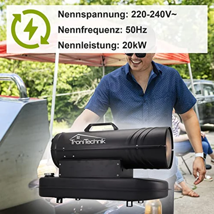 TroniTechnik TT-HK-241 Heizkanone Dieselkanone Heizlüfter 20 kW mit Tragegriff,  – Bild 4