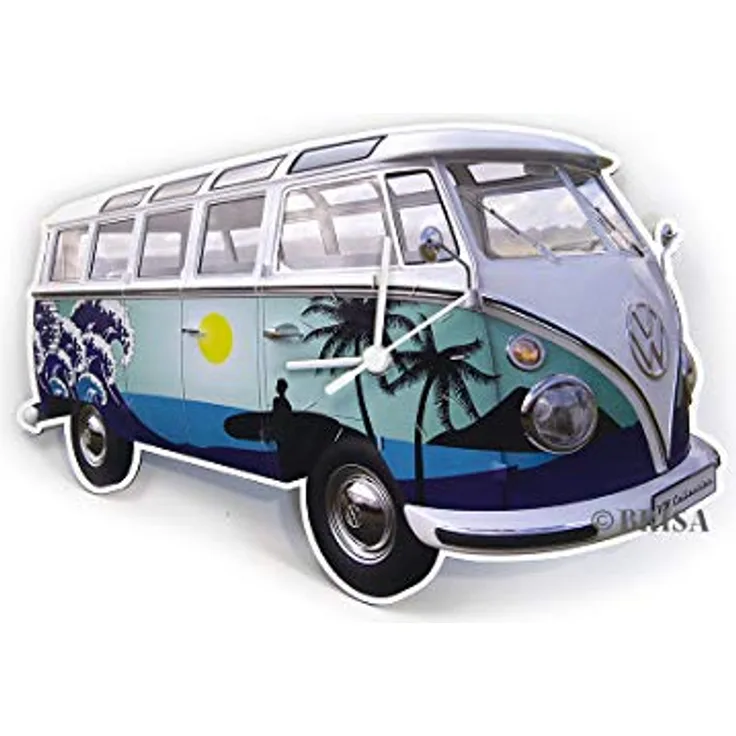 BRISA VW Collection - Retro-Vintage Volkswagen Nostalgie Wand-Uhr im VW T1 Bulli Bus Design