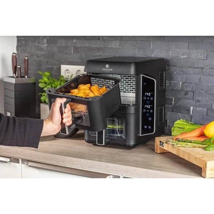 CHEF CUISINE International Air Fryer Dual Zone, Heißluftfritteuse schwarz, 2.400 W, 2 Schubladen à 4,5 L, SYNC-Funktion, 12 Pre-Set Programme, digitaler Timer – Bild 4
