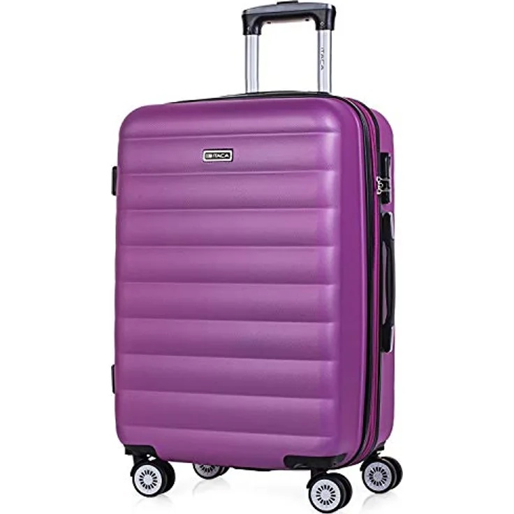 ITACA - Koffer Mittelgroß - ABS Hochwertiger und Stabiler Reisekoffer mit Rollen - Koffer Mittelgroß 4 Rollen Leicht mit Kombinationsschloss. Koffer 4 Rollen 71260, Violet