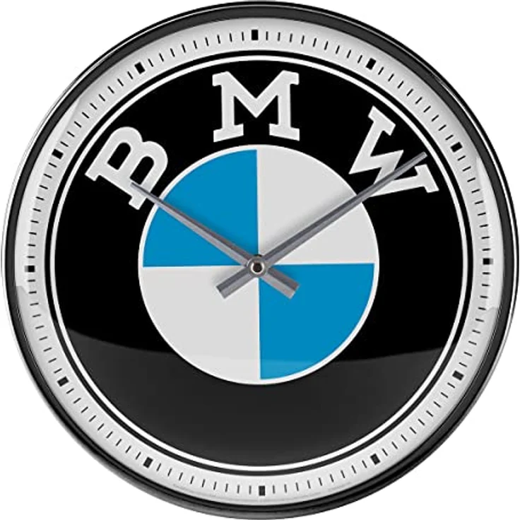 Nostalgic-Art Retro Wanduhr, Ø 31 cm, BMW Logo, Vintage Design, große Küchenuhr mit leisen Quarzwerk, offizielles Lizenzprodukt – Bild 1