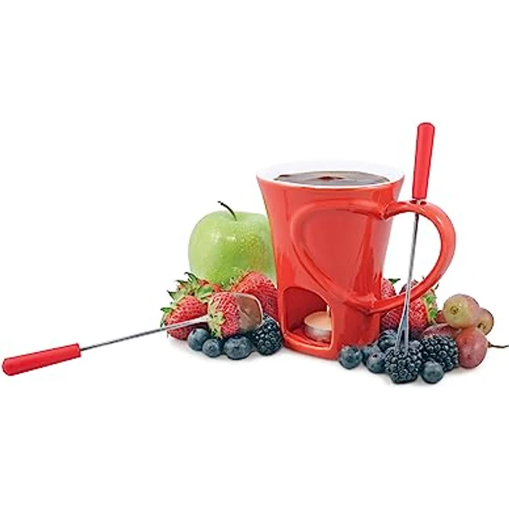 Sweetheart 4 tlg. Fonude Set- Minifondue, Schokofondue, Käsefondue, Fonduegabeln, Fonduetasse, Teelichtfondue – Bild 5