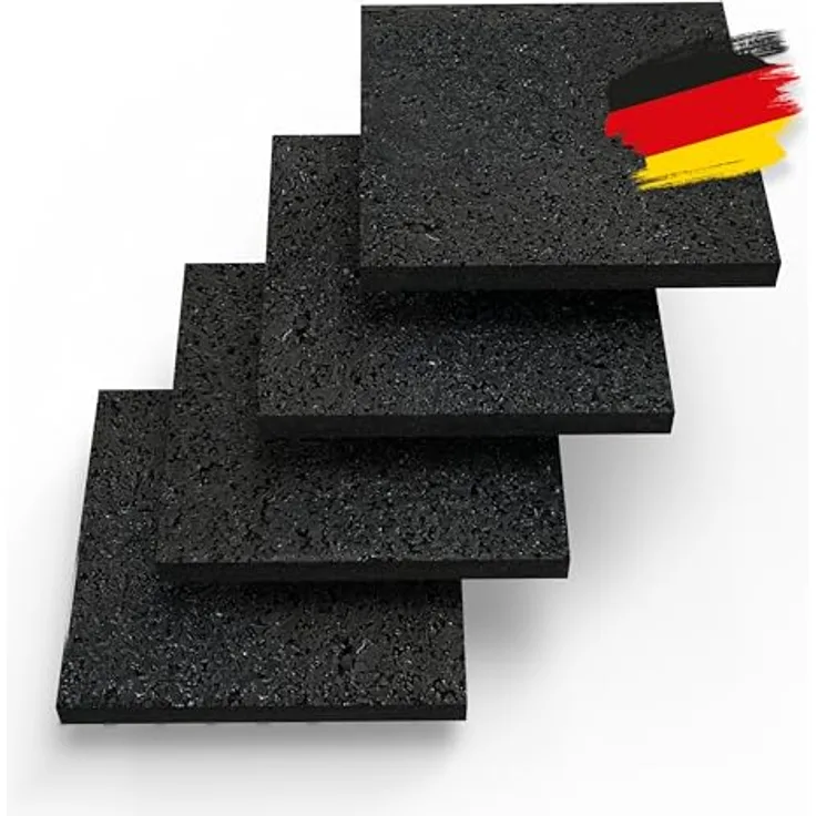 BAUHELD 4x Schwingungsdämpfer für Waschmaschinen und Waschtrockner [9x9x1cm] - Rutschfeste Antivibrationsmatte, Made in Germany, kompatibel mit Bosch, AEG, Siemens