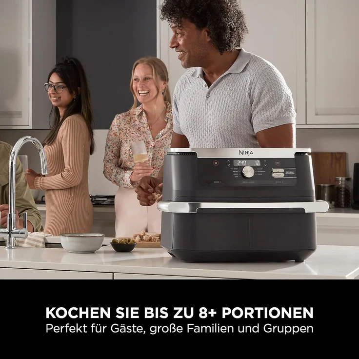 Ninja Foodi FlexDrawer Heißluftfritteuse, Dual Zone, verwandelt sich in MegaZone, 10,4 L, 7-in-1, Dual Zone, mit wenig bis gar kein Öl, antihaftbeschichtete, spülmaschinenfeste Teile, Schwarz AF500EU – Bild 5