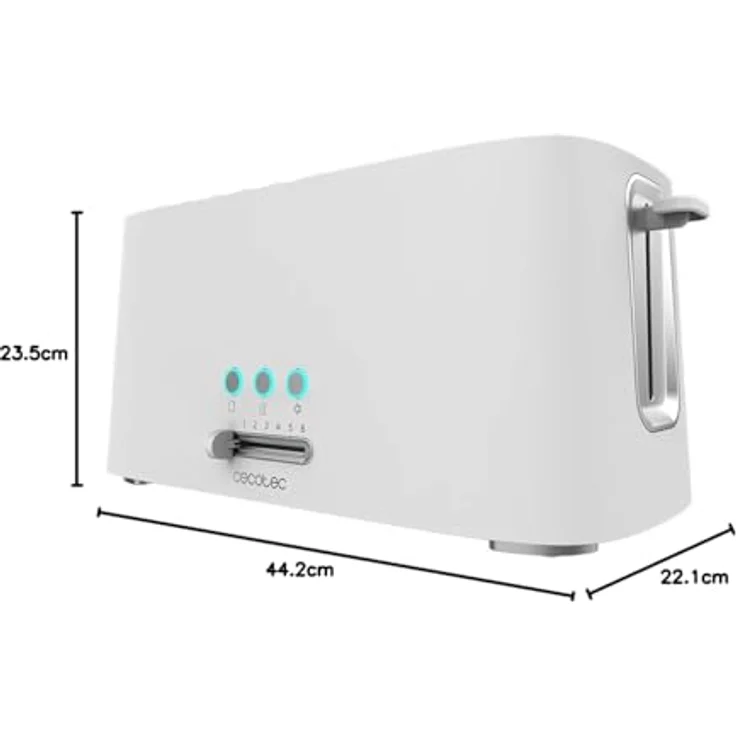 Cecotec Toast&Taste 16000 Extra Double 2-Schlitz-Toaster, 1630W, Langschlitztoaster, Brotscheibenzentrierung, Röstgradelektronik, Aufwärm und Auftaufunktion, weiß – Bild 8