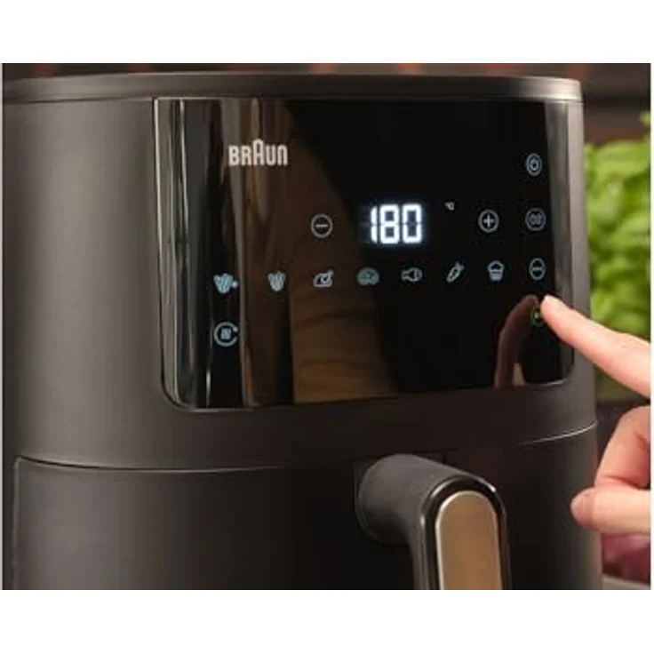Braun Heißluftfritteuse MultiFry 3 HF 3030, 4,3 L, 1500W, digitale Temperaturregelung, 80-200°C, Timer, 8 Programme, Touch Control, Antihaftbeschichtung, Garkorb & Rost spülmaschinenfest, Schwarz – Bild 3