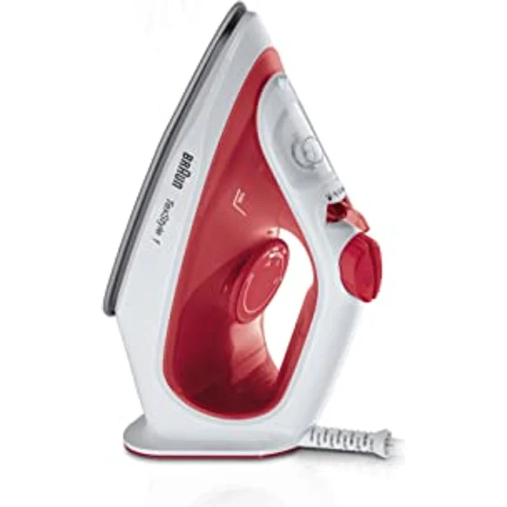 Braun TexStyle 1 SI1019 Dampfbügeleisen mit 4 Jahren Service, Antihaftbeschichtung, Thermostat, 25 g/min im Turbo-Modus, Fassungsvermögen 220 ml, 1900 W, rot/weiß – Bild 3