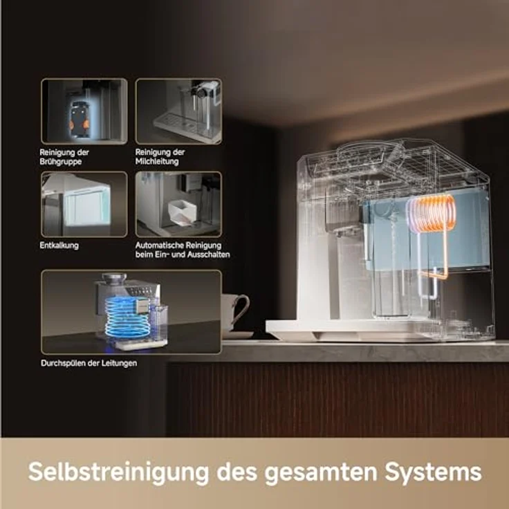 Dreame Ecceluxe™ Master FCM60, Espressomaschine mit intelligenter Mahlwerk, 19 Bar Druck, 6 Getränkeoptionen, abnehmbare Brüheinheit, selbstreinigend, Cremefarbe – Bild 8