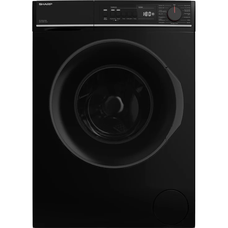 Sharp ES-PRO612BA-DE, Waschmaschine 6 kg mit 1200 U/min, SoftTouch-Bedienung, AquaStop, schwarz, 15 Programme