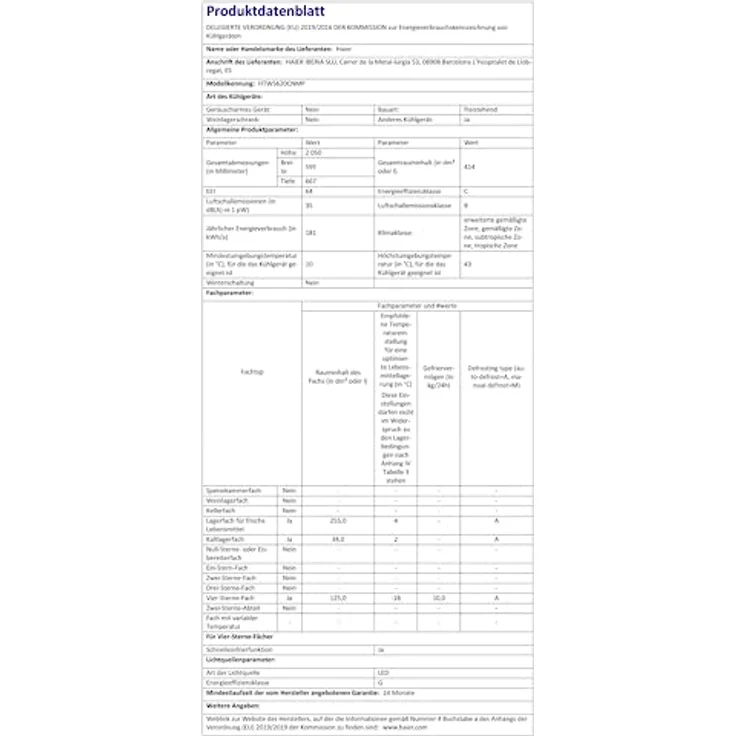 Haier HTW5620CNMP Kühl-Gefrierkombination/Total No Frost, freistehend, 125 l Gefriervolumen, 289 l Kühlvolumen – Bild 15