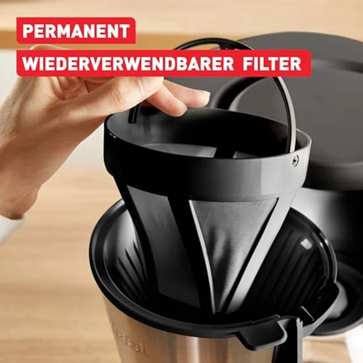 Tefal Subito RVS CM5S1D, Filterkaffeemaschine mit 1.25L Wassertank für bis zu 15 Tassen, Schwarz – Bild 4