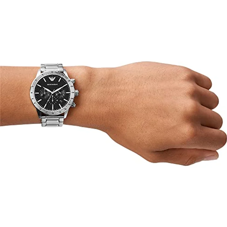 Emporio Armani Uhr für Herren , QuarzChronographenwerk, 43mm Silbernes Edelstahlgehäuse mit Edelstahlarmband, AR11241 – Bild 2