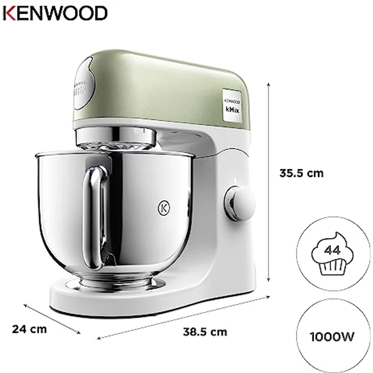 Kenwood KMX760GR kMix Küchenmaschine, 1000W, 5 Liter Edelstahlschüssel, stufenlose Geschwindigkeitsregelung, edelstahl, grün, Serie: kMix – Bild 6