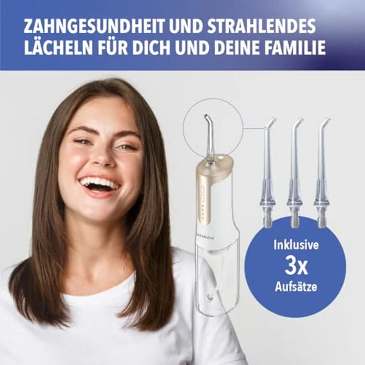 IEA Medical Munddusche FC5200, kabellose elektrische Water Flosser mit Hochdruck-Technologie und mehreren Reinigungsmodi – Bild 3