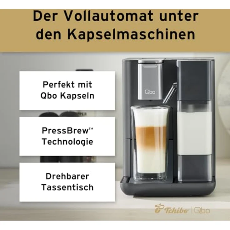 Tchibo Qbo MILK MASTER Premium Kapselmaschine, 300 ml Milchtank, PressBrew™ Technologie, Gently Grey – Bild 6