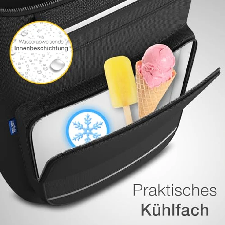 maxVitalis Einkaufstrolley Treppensteiger mit Kühlfach, Einkaufsroller klappbar, Shopping Trolley höhenverstellbar, Reflektoren, abnehmbare Tasche, 43 L, Hackenporsche (Treppensteiger-Trolley) – Bild 7