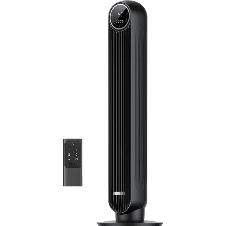 DREO Turmventilator 307, 10 m Wurfweite, 4 Geschwindigkeitsstufen, 4 Modi, 8 Std. Timer, 90° oszillierend, schwarz