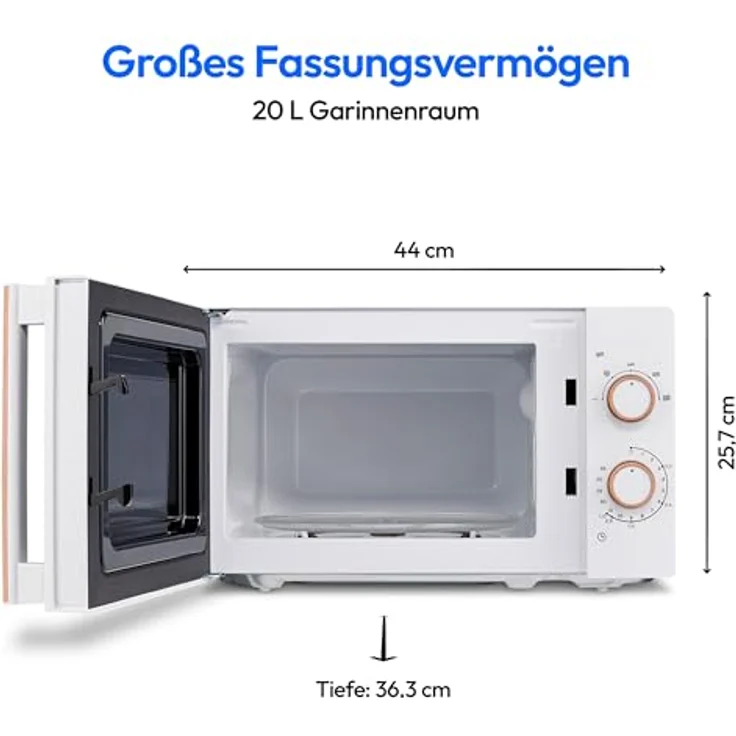 Medion® Mikrowelle MD 10596, 20 Liter Garinnenraum, 700 W, Holzoptik, verspiegelte Tür, 5 Mikrowellen-Leistungsstufen – Bild 7