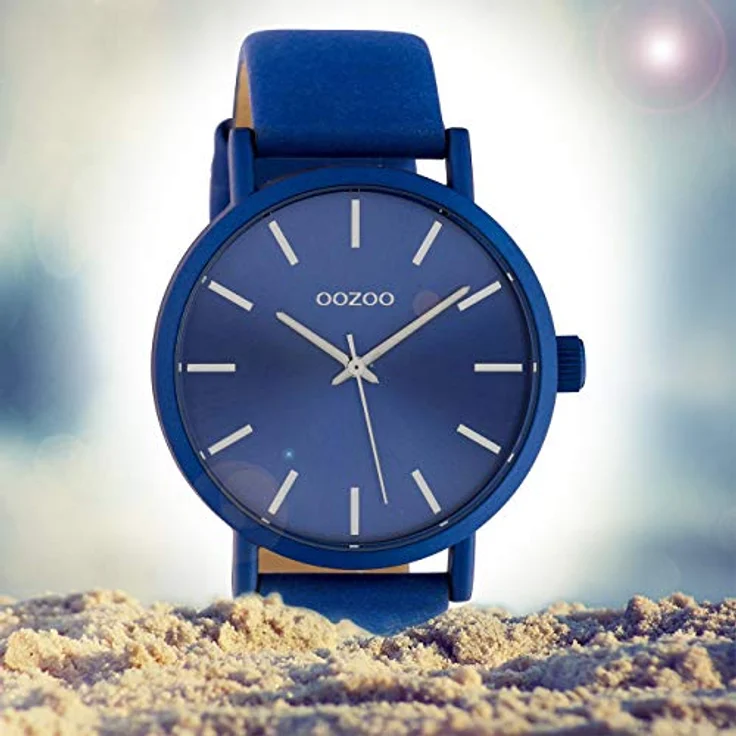 Oozoo Damenuhr C10452, 42 MM mit Lederarmband in Blau, modernes Design und Japanisches Quarzwerk – Bild 4