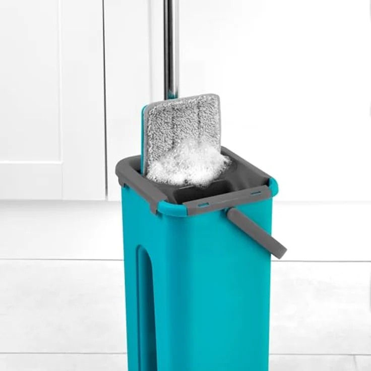 Beldray LA067234EU Duplex Wischmopp und Eimer Set | Integrierter Auswringer & Schmutzentferner | Türkis, Grau, 129 cm – Bild 13