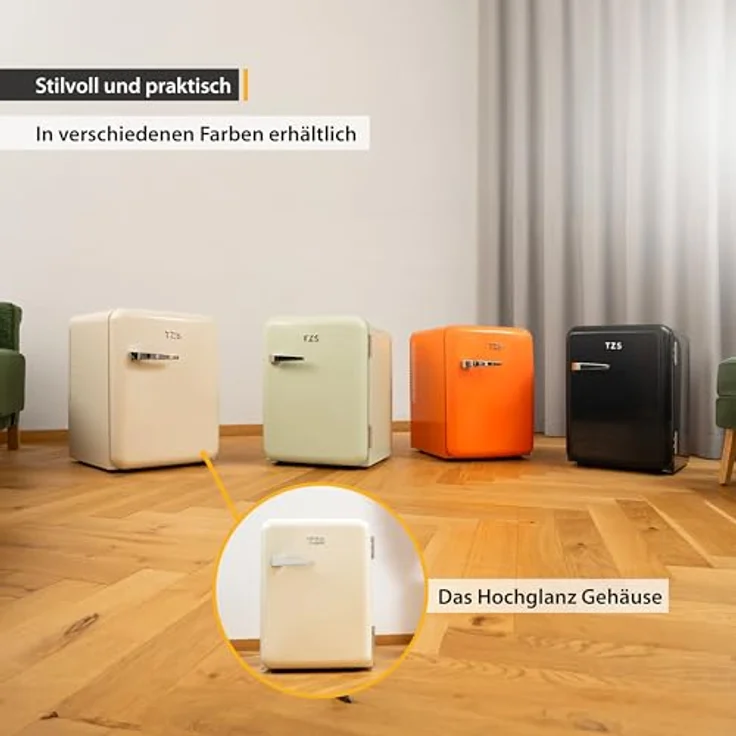 TZS First Austria Minikühlschrank | Retro Design | Leiser Betrieb | Einstellbare Kühlleistung | 40L | creme – Bild 5