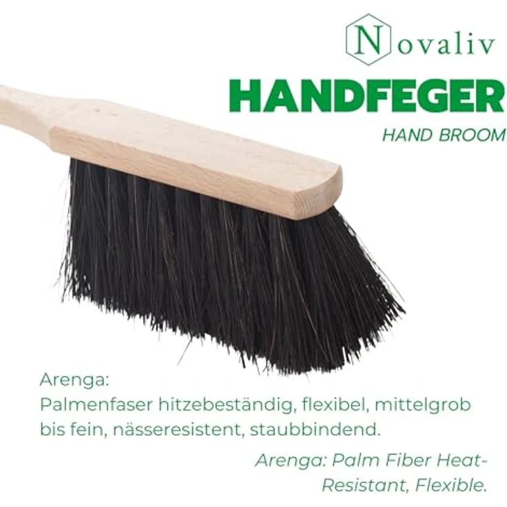 Novaliv Kehrgarnitur 19487-51200, 2er Set Handfeger mit Arenga Borsten und Metallkehrblech, robust – Bild 2