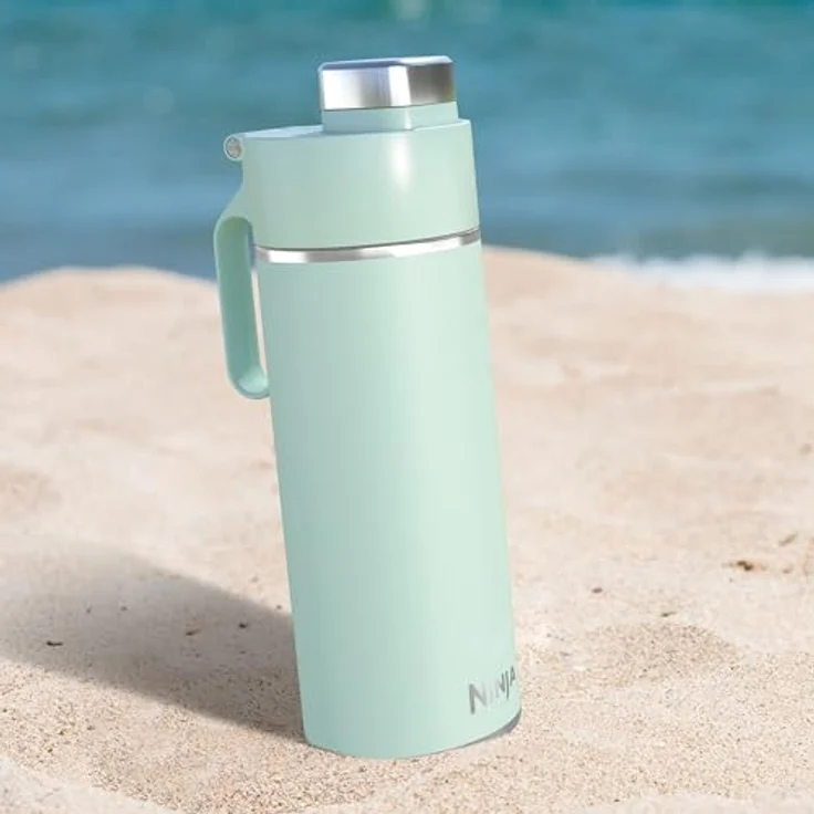 Ninja Thirsti Wasserflasche/Thermobecher to go, 700ml, auslaufsicherer Deckel, dreifach isolierter Travel Mug, Mint – Bild 4