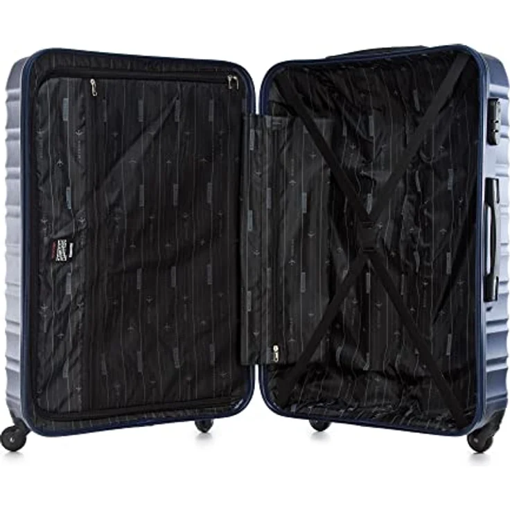 Stabiler Großer koffer Trolley Koffer Reisekoffer von Wittchen Marineblau ABS Hartschalen Trolley 4 rollen Kombinationsschloss – Bild 5