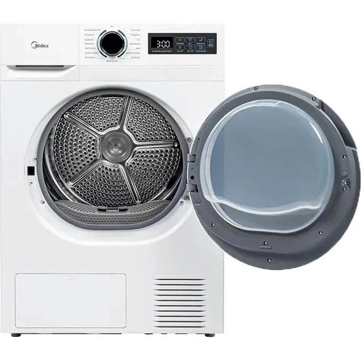 Midea MD110H80B-D Wärmepumpentrockner mit 8 kg Fassungsvermögen, Hygiene- und Fein-Programmen, Kindersicherung, Energieeffizienzklasse D, weiß