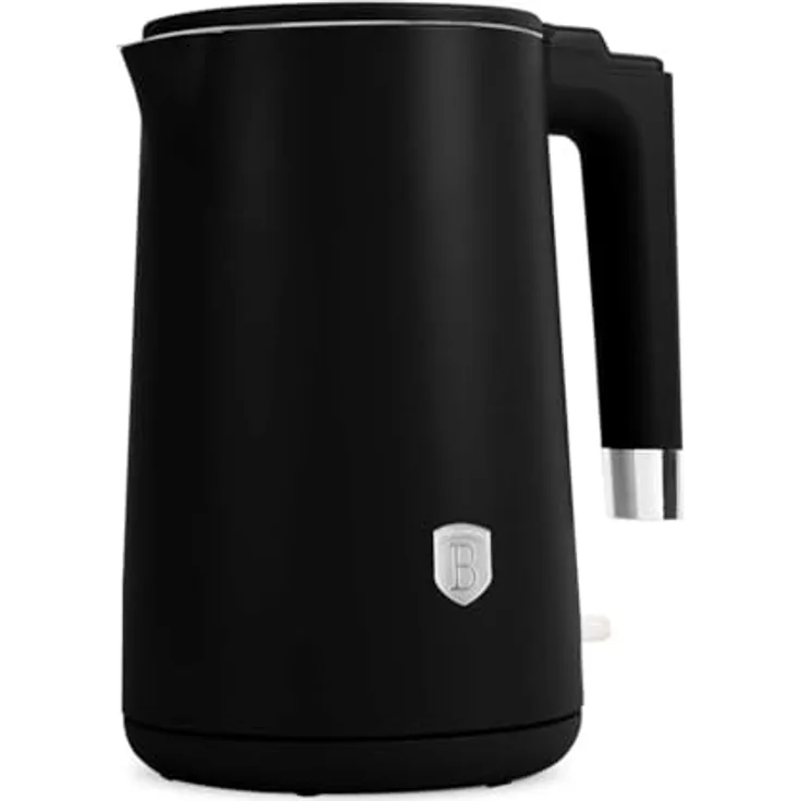 Berlinger Haus Wasserkocher BH-9049, doppelwandig, 1,7 l, Schwarz mit Edelstahl-Innenraum, 360° drehbare Basis, Trockenschutz und Kontrollleuchte