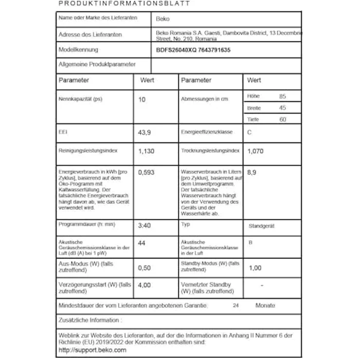Beko BDFS26040XQ, Freistehender 45 cm Geschirrspüler in Edelstahl mit Beko SelFit und Tastenbedienung – Bild 11