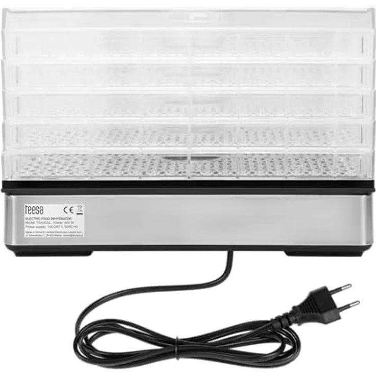 Teesa TSA3032 Pilztrockner, 400W mit 5 klaren Sieben, LCD-Display und Temperaturregelung 35-70°C, großer 1,7 kg Behälter – Bild 3