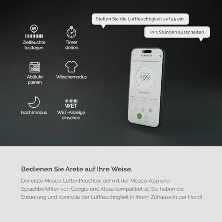 MEACO Meaco Arete Two 25L Luftentfeuchter - Luftreiniger, Steuerung per Meaco-App, 4,8 Liter Wasserbehälter – Bild 5
