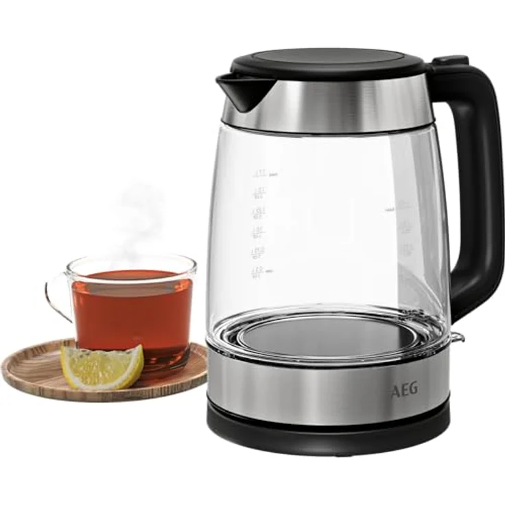 AEG GK4-1-4GB DELI 4 Glas- Wasserkocher, 1,7 l, 2200W, kabellos, LED-Beleuchtung, 360°-Basis, transparent – Bild 2