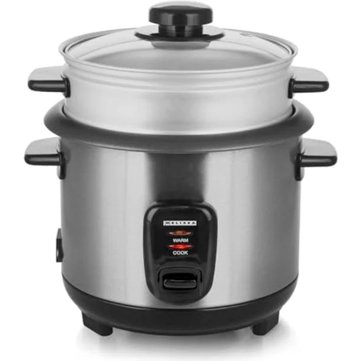 MELISSA Reiskocher RK-1,0L, 1,0 l, 400 W, Antihaftbeschichtung, Dampfkorb, Edelstahlgehäuse, Warmhaltefunktion – Bild 3