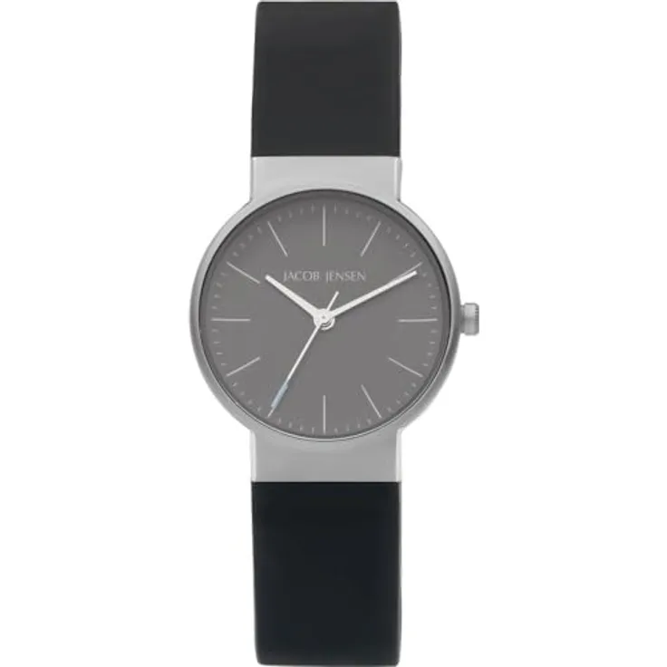 Jacob Jensen Damenuhr Titan Quarz Schwarz/Hellblau 192, Silikonarmband und Synthetischer-Saphir Uhrglas
