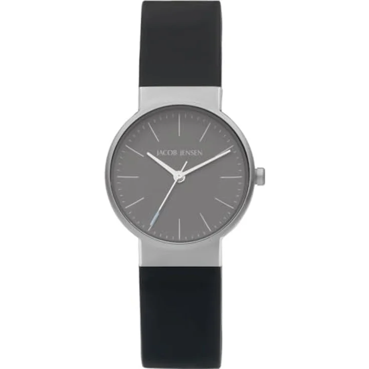 Jacob Jensen Damenuhr Titan Quarz Schwarz/Hellblau 192, Silikonarmband und Synthetischer-Saphir Uhrglas – Bild 1