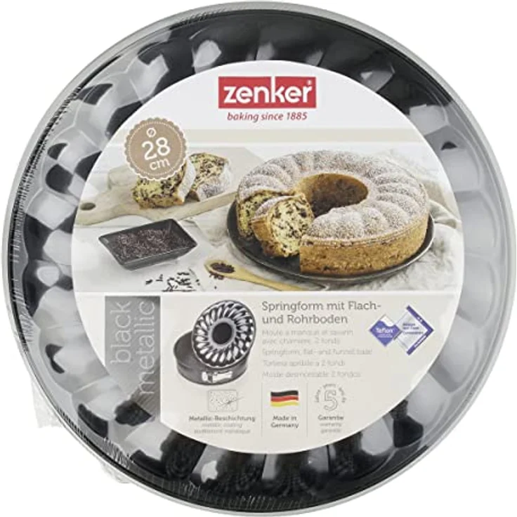Zenker Springform Flach- und Rohrboden Ø 28 cm Backform mit 2 Böden, Profi-Kuchenformen-Set, mit hochwertiger Antihaftbeschichtung, einfaches Entformen für saftige Kuchen und Torten, Menge: 1 Stück – Bild 7