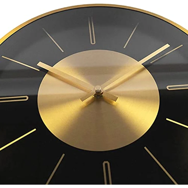 Moderne lautlose Aluminium Wanduhr 30 cm Durchmesser ohne Tickgeräusche für das Wohnzimmer, Schlafzimmer und Büro (Gold Aluminium) – Bild 2