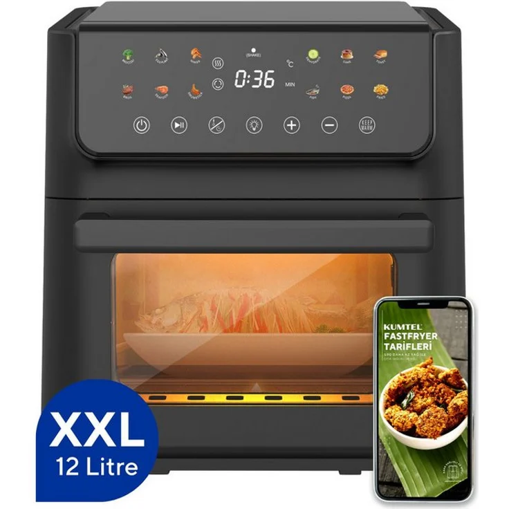 Opviq Heißluftfritteuse HAF-10, 1800 W, 12 Kochprogramme, Rapid-Air-Technologie, schwarz, bis 200 °C