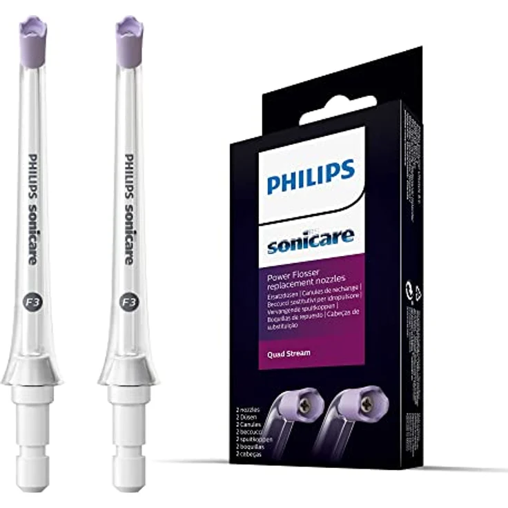 Philips Sonicare Quad Stream-Düse F3 für Mundduschen, Doppelpack – Mundwasser Flosser für die Verwendung mit dem kabellosen Philips Sonicare Power Flosser (Modell HX3062/00) – Bild 1