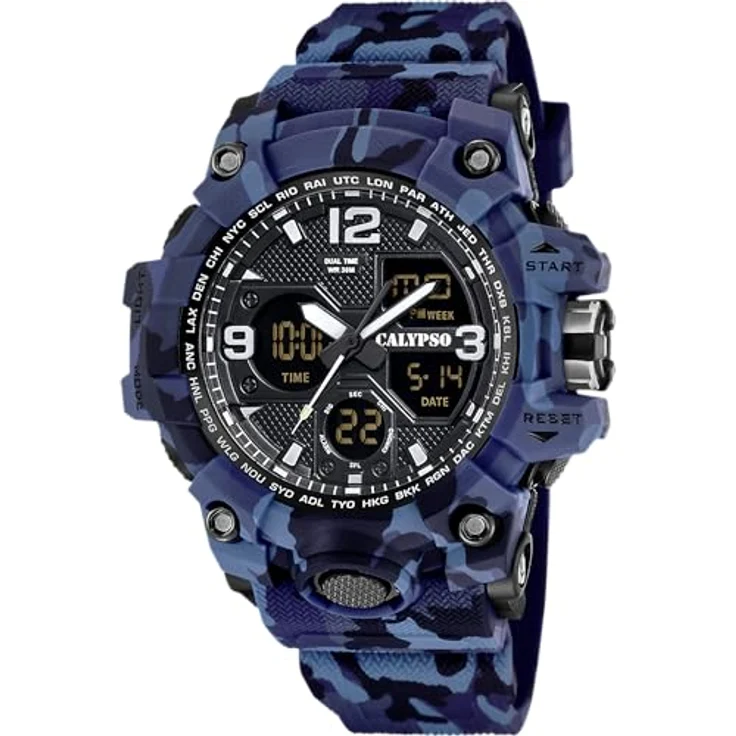 CALYPSO WATCHES Chronograph X-Trem K5855/2, Quarzuhr mit analoger und digitaler Anzeige, schwarz-blau, wasserdicht bis 5 bar, Stoppfunktion, Multifunktionsalarm – Bild 1