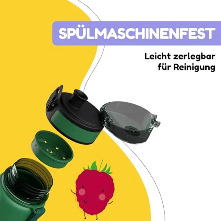 Klarstein Schmatzfatz Trinkflasche Sportflasche 500 ml, BPA-freies Tritan, auslaufsicher, mit Fruchtaufsatz und Tragegriff, 24 cm – Bild 3