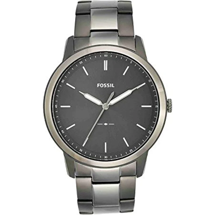 Fossil Uhr für Herren The Minimalist 3H, Quarzwerk, 44mm Smoke Edelstahlgehäuse mit Edelstahlarmband, FS5459 – Bild 1