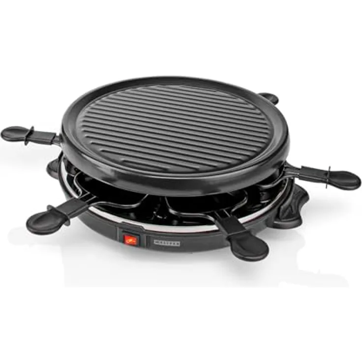 Melissa 16300032 Raclette Schwarz, 800 Watt Gourmet-Set für bis zu 6 Personen mit abnehmbarer Grillplatte 29 cm