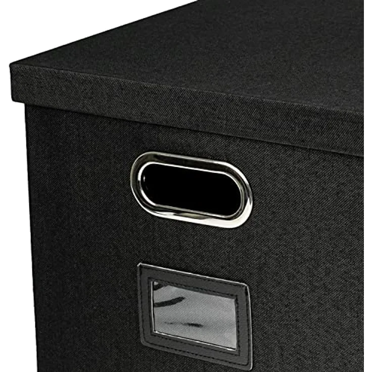 HMF Aufbewahrungsbox mit Deckel für DIN A4 Hängeregister | passend für Kallax | 33 x 37,5 x 28 cm | Schwarz – Bild 5