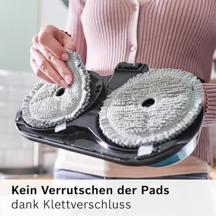 Bosch Mikrofaser-Wischpads BHZUPAD1, 2x 2er Set, passend für Akku-Staubsauger Unlimited 7 ProHygienic Aqua, langlebig, gründlich, weich, waschbar, grau – Bild 5