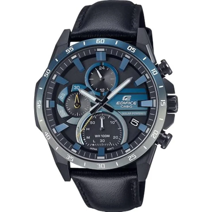 Casio Watch EQS-940NL-1AVUEF, Chronographenuhr mit Solarbetrieb, Stoppuhr und blauem Zifferblatt – Bild 1